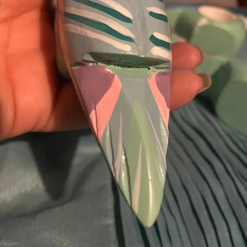 1980s Handpainted Wood Tropical Bird Parrot Napkin Rings Made in the Phillipines